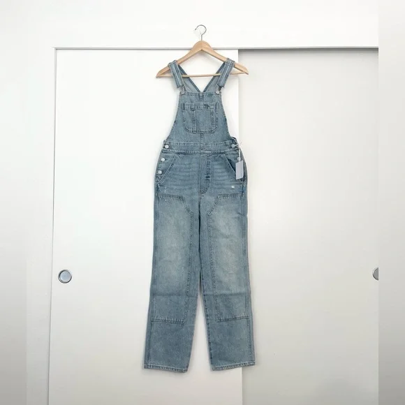NWT Pistola Women's Blue Distressed Denim Arden Overalls Size XXS